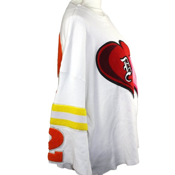 Dos Corazonez White Made From The Heart Waffle Knit Jersey Pullover, Size Large - Picture 6 of 7